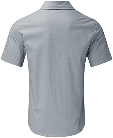 Машки кошули со кратки ракави летни машки обични цврсти кошула Краток ракав Спуштете го копчето за кошула со јака формална кошула