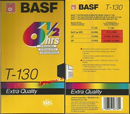 BASF T-130 6 1/2 час дополнителен квалитет празна VHS лента 4-пакет