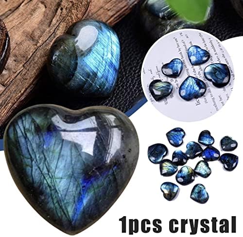Yiexson Heart облик природен кристал лабрадорит палм камен неправилен облик декор чакра срце реики лекување на камен