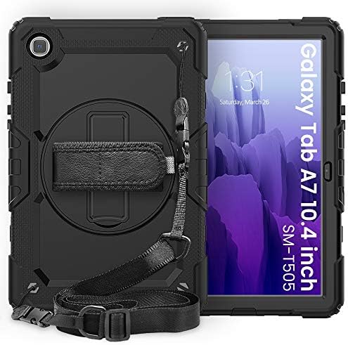Заштитно покритие на таблети за таблети за Samsung Galaxy Tab A7 10.4inch T500-T505 2020 Трислоен шокпорт, 360 степени вртливо кик-лак