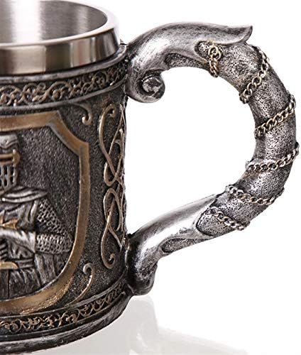 Zhzhz Темплар крстоносец витез кригла, пиво Штајн Танкард шолја за кафе, материјал од не'рѓосувачки челик, одличен подарок за семејство