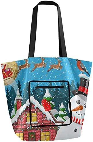 Божиќна снежна преклопна торба за рамо торбичка за еднократна употреба на намирници, тешка школа торба торба за шопинг за работа