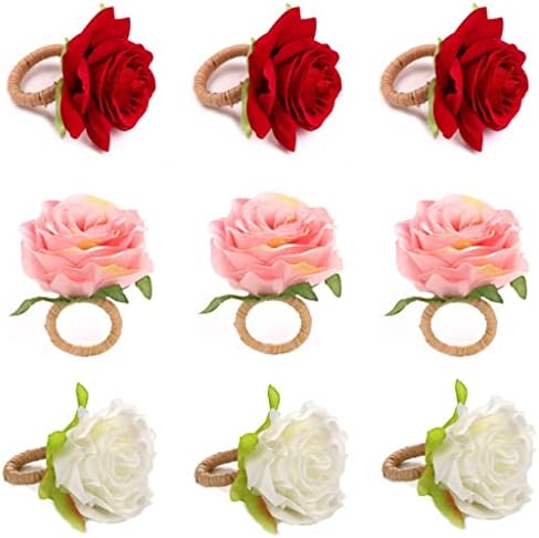 Yfqhdd Исклучителна свадба роза цветна салфетка прстен салфетка прстен цветна уста крпа прстен салфетка тока