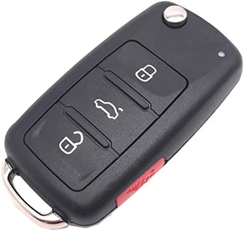 Uncut 3+1 паника преклопување на флип -клуч fob shell case погоден за VW Volkswagen GTI Jetta EOS Golf замена на клуч без клучеви за далечински