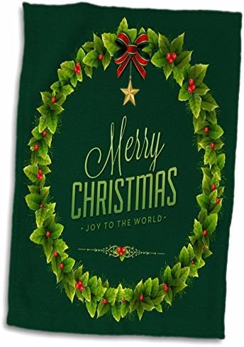 3drose Среќен Божиќ поздрав со холи венец на зелена позадина - крпи