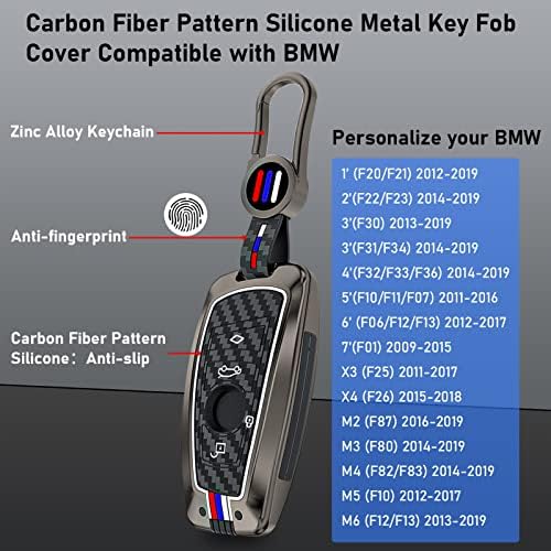 Jaronx компатибилен со BMW Key Fob Cover 1 2 3 4 5 6 7 x3 x4 m3 m4 m4 m5 m6, за држач за метални метали со метални метали со