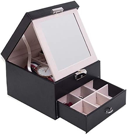 MJCSNH Pu Кожна Кутија За Накит Кутија За Складирање Обетки Едноставни Двојни Прстени Кутија За Накит На Големо Креативна