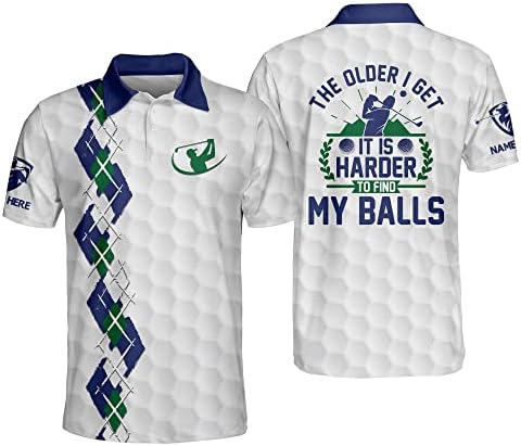 Теман ги прилагоди смешните голф -маици за мажи, машки луди голф кошули за мажи со кратки ракави, голф поло маици за мажи
