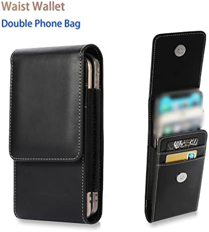 SDFGH двојна торбичка кожа паричник за мобилен телефон за мобилен телефон, куќиште за патувања мажи, футрола за половината на половината