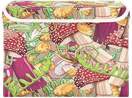 Крафиг Шарена Ретро Растителна Кутија За Складирање Печурки Со Преклопување Голема Коцка Организатор Канти Контејнери Корпи Со Капаци