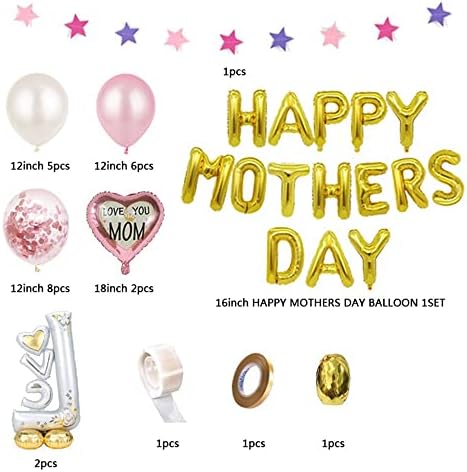 Jurhomie Party снабдува срцев облик на мајката Декорации за мајки ве сакаат мамо подарок за мама буква балони фолија за балони среќни балони на Денот на мајката