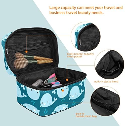 торба за Шминка за Патување јојоамој, Слатки Сини Китови Голема Козметичка Торба Организатор На Шминка Мултифункционални Торби