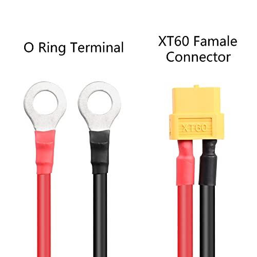 Riieyoca XT60 TO O Ring Terminal Cable, XT60 Femaleенски до O Ring Connector кабел, со силиконска жица од 1M 12AWG, за RC Lipo Battery