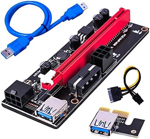 Конектори најновиот VER009 USB 3.0 PCI -E Riser Ver 009S Express 1x 4x 8x 16x Extender Riser Adapter картичка SATA 15pin до 6 пински кабел