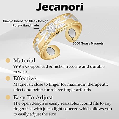 Jecanori 4pcs лимфни дренажни терапевтски магнетни прстени за жени и мажи, прстен за магнетски лимфни детоксикација, прилагодлив