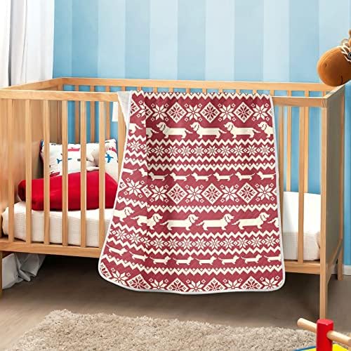 Swaddle Clabte Nordic Dachshund Dog Памучно ќебе за новороденчиња, примање ќебе, лесен меко залепено ќебе за креветчето, шетач, расадници,