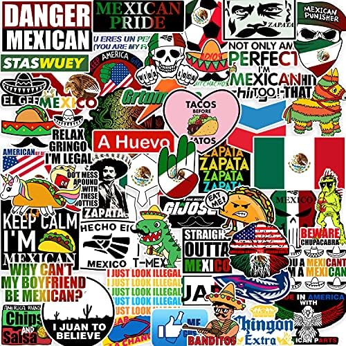 100 парчиња мексикански налепници на тврда хартија, смешни налепници за алатки за винил мексико