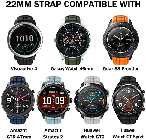 Бенд за часовници за часовници за компатибилен со Garmin VivoActive 4/Samsung Galaxy Watch 46mm, 22mm силиконски ленти за Ticwatch Pro