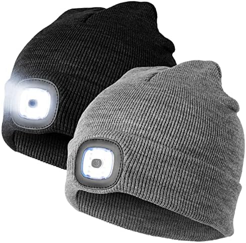 LED осветлена капаче од гравче, зимско топло велосипедизам лов на плетена капа за порибување на рацете бесплатно унисекс -капаче со светлина