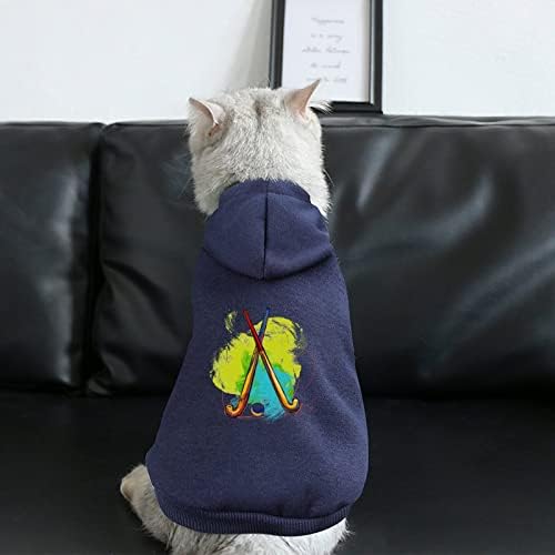 Полето хокеј кучиња качулка пулвер џемпер облека за миленичиња облека со качулка со капчиња за кучиња и мачки