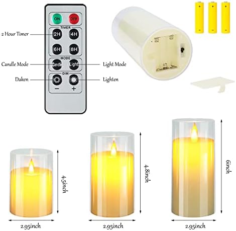 Свеќи Без пламен Треперење Свеќи Со Батерија Бели Акрилни Плексиглас Отпорни На Топлина Вклучуваат Реални Подвижни ПЛАМЕНИ ПРЕДВОДЕНИ ОД ФИТИЛ