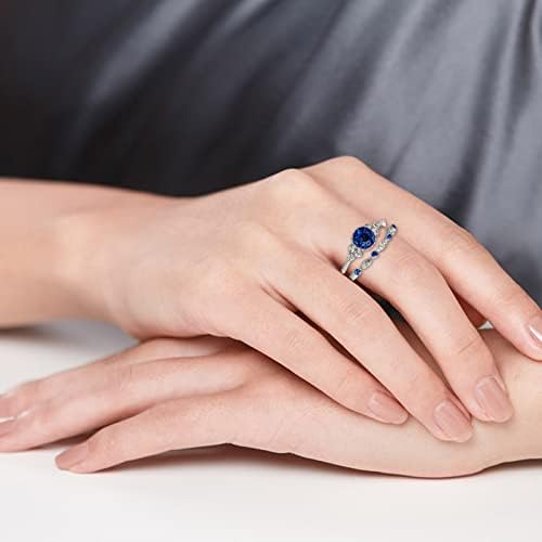 Здраво и низок прстен за ќерка на женски ангажман 2 парчиња единечен сет на сетови за подароци предлог прстен сребрен невеста прстен ретро ангажман