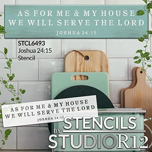Oshошуа 24:15 Стенцил од Студиор12 - Изберете Големина - САД направени - занаетчиски DIY религиозна вера дома декор | Насликајте
