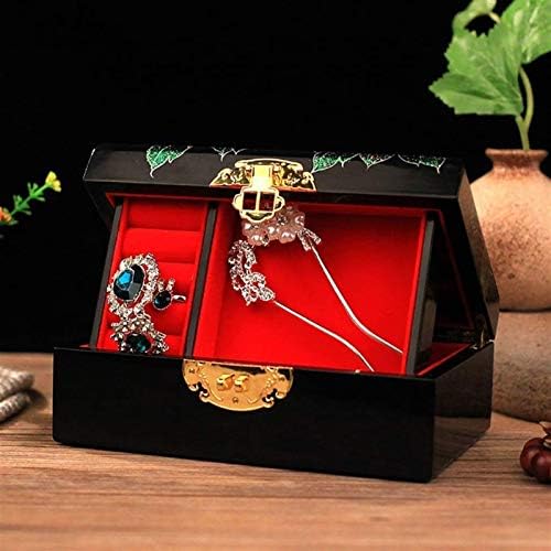 Кутија за накит на WYFDC-рачно насликана двојно слоева кутија за накит за свадбени огледала Нов заклучен јазол за складирање