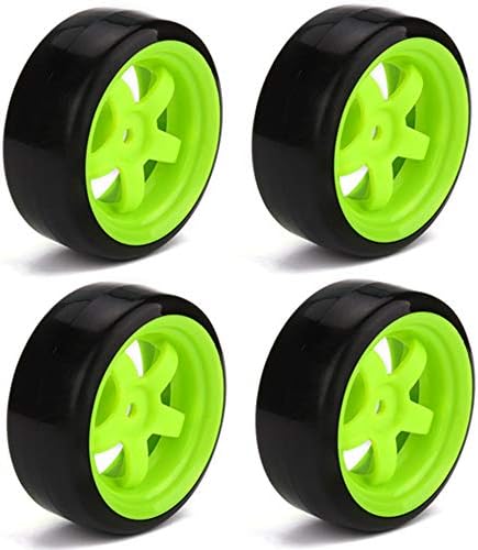 BQLZR 65 mm OD црни пластични мазни гуми со бандажи на зелено тркало за RC 1: 10 на патеки за трки и лебдат автомобили од 4