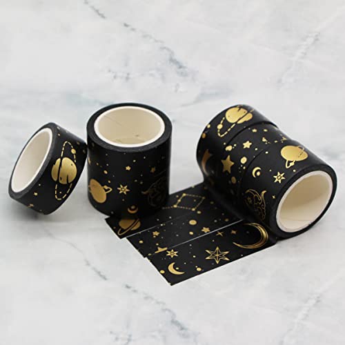 Infell Me Gold Washi Tape 6 Rolls Set 15/20 mm широк декоративен за DIY уметности занаети, лепила лента за бележник, списанија и планери