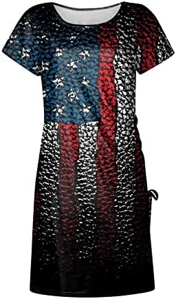 Фустани за жени 2023,4-ти јули Облеки за жени О-вратот Тесен колк Сплит Ден на независност на Денот на независноста на 4-ти јули фустан жени