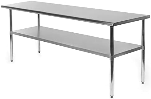 Работната маса со тешки метални за гаража, кујна, не'рѓосувачки челик NSF ресторан, отпорен на гребење 72 x 24 сребрена комерцијална