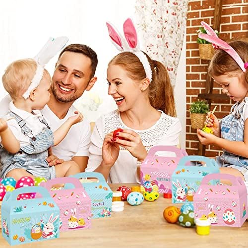 Кутии за велигденски третираат среќни велигденски кутии за подароци Велигденска забава кутија Велигденска корпа со рачки за зајаче јајца Велигденски