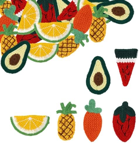 30 парчиња слатки големи капчиња овошни закрпи плетени морков лубеница јагода лимон ананас мотив авокадо мотив за DIY иглави додатоци за коса