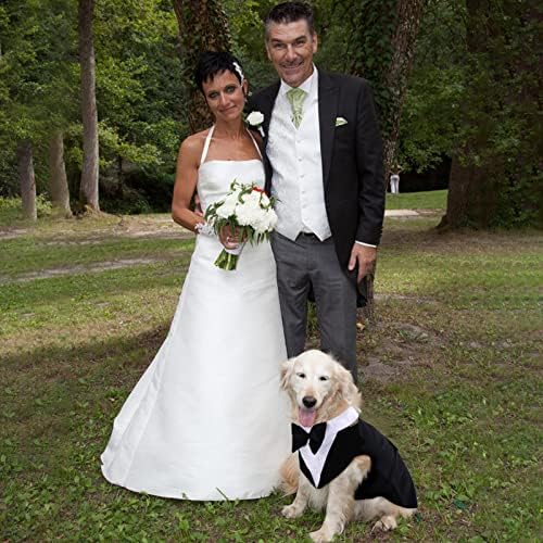 Официјално смокинг за средни големи кучиња, свадбени миленичиња кучиња лак, облечена во облека, облека за кучиња со кучиња со лак, хаски