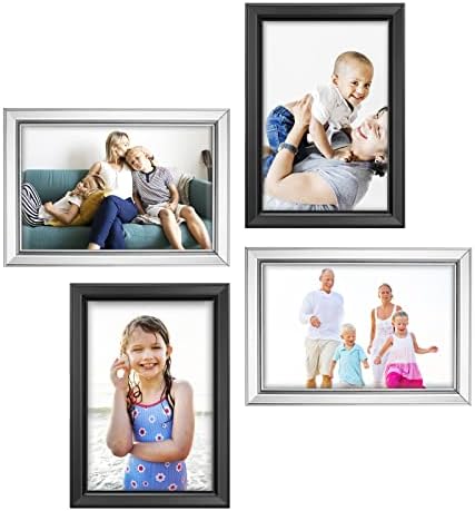Lavie Home 4x6 Рамки за слики Едноставна дизајнирана фото рамка со стакло со висока дефиниција за монтирање на wallидови и табела, сет