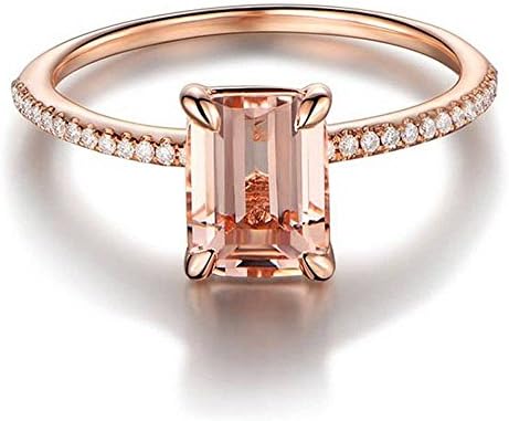 Womenените прстени поставија златен роза циркон фин прстен со прстен мали прстени за ангажман