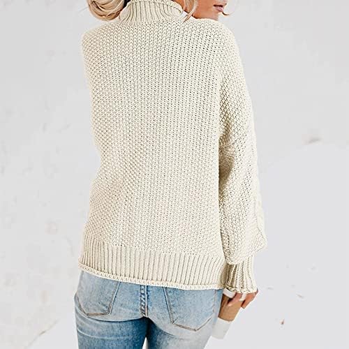 Fragarn женски обичен долг ракав со долги ракави плетен џемпер зимски есенски џемпер џемпер џемпер џемпер џемпер