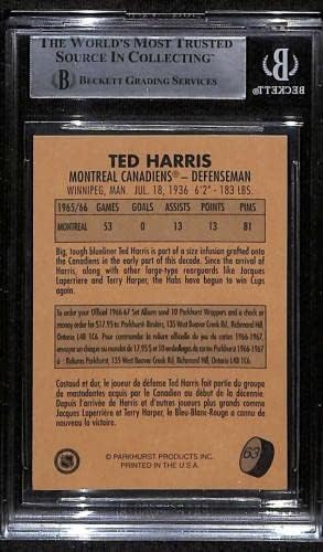 #63 Тед Харис - 1995 Паркхерст 66-67 Хокеј Картички Оценет БГС АВТО - Хокеј Плочи Автограм Картички