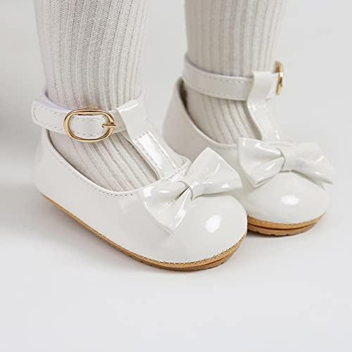 Бебе девојки Мери Janeејн Флајс чевли за фустани мали деца први пешаци bowknot мека гума ѓон пред -чевли