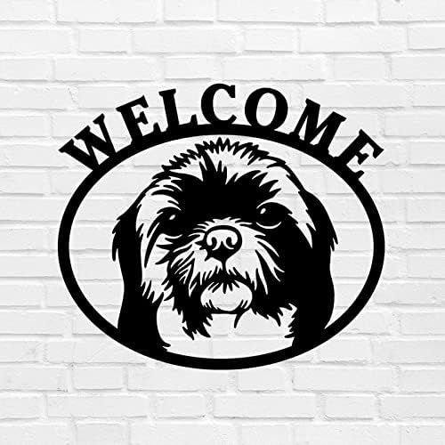 Alioyoit метал знак персонализиран милениче куче добредојде знак персонализиран метална врата закачалка знак рустикален ласер