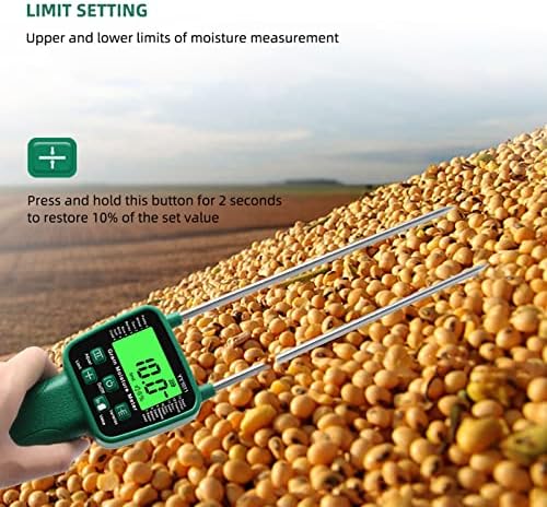 Тестер за дигитална сено влага, мерач на сено за влага на сено, преносен преносен LCD дисплеј за земјоделски култури