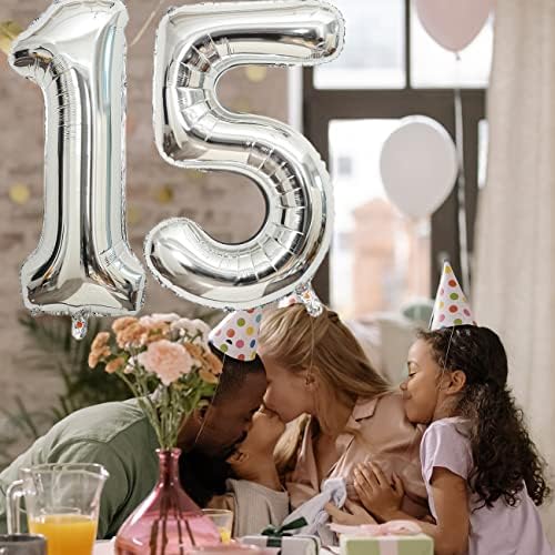 Број 15 балони 32 инчи дигитален балон азбука 15 -ти роденденски балони цифри 15 балони со хелиум големи балони за роденденски забави за свадби,