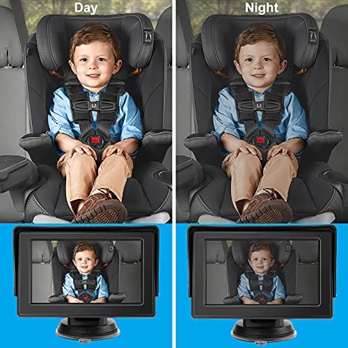 Камера за задно Огледало за Бебешки Автомобил, Камера За Новороденче На Задното Седиште со HD Ноќно Гледање 4,3 инчи HD Дисплеј За