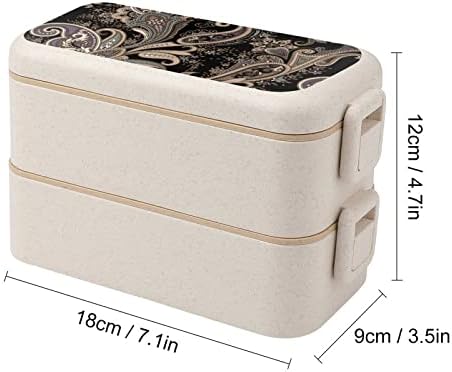 Прекрасна Традиционална Кутија За Ручек Со Двојно Редење Пејсли Бенто Контејнер За Ручек За Повеќекратна Употреба Со Прибор Поставен