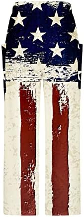 Панталони за пот За Жени Обични Широки Панталони За Нозе Печатење На Денот На Независноста Лабави Џебови Еластичен Џогер Со Среден Струк Каприс