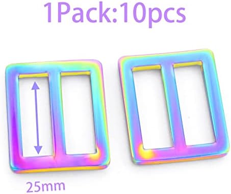 Fuyejia Metal Rainbow Swivel Snaps Snaps Hooks со D прстени и три-сјајни чанти хардверски лизгачки лизгања на кучиња DIY 25mm/1 инчи…