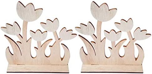 Амосфун 2 парчиња Велигденско дрво цвеќе декор со основен декоративен велигденски дрвен занает DIY недовршено дрво цветни исеченици