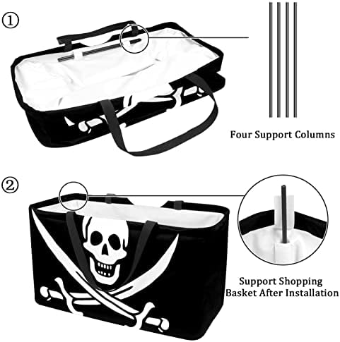 Кошар за еднократно шопинг корпа за пиратски череп преносен преклопен пикник намирници кеси за перење алишта за торба за торба за купување