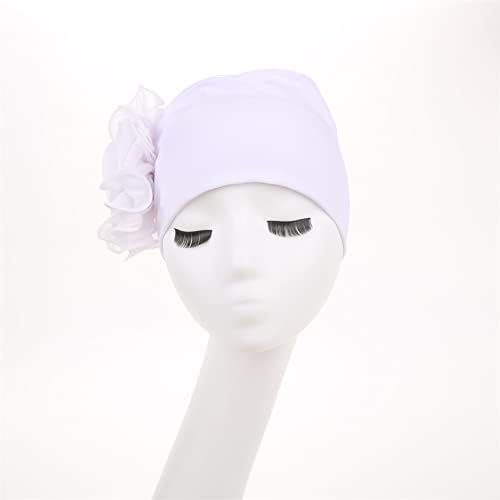 Hemojhao Cheme Turban капи за жени - Еластична цветна гравче капачиња цврста боја решетка за покривање на косата од карцином